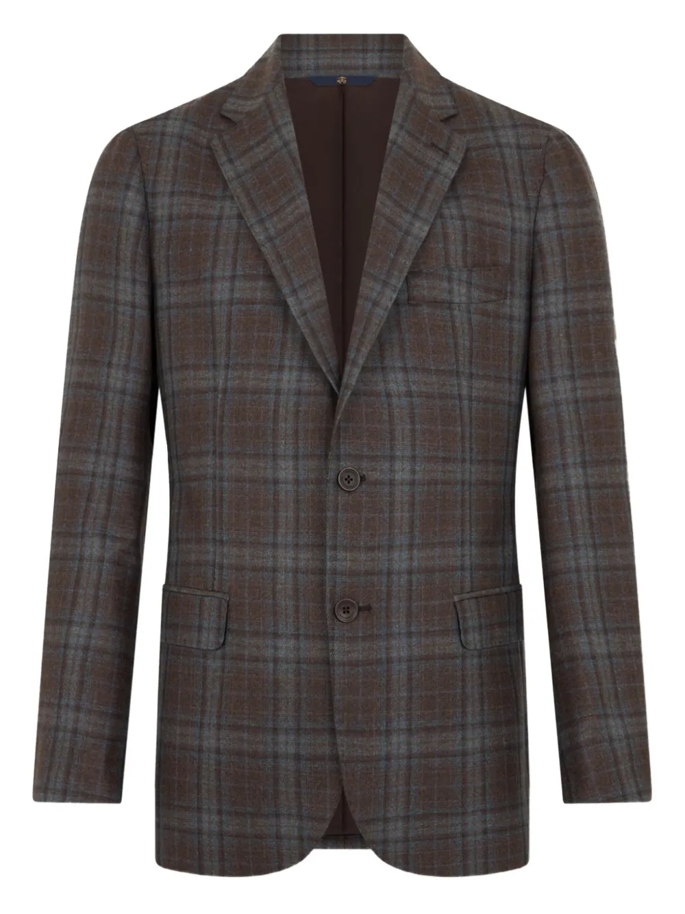 Brooks Brothers rutig blazer i jungfruull | brun | Image 1