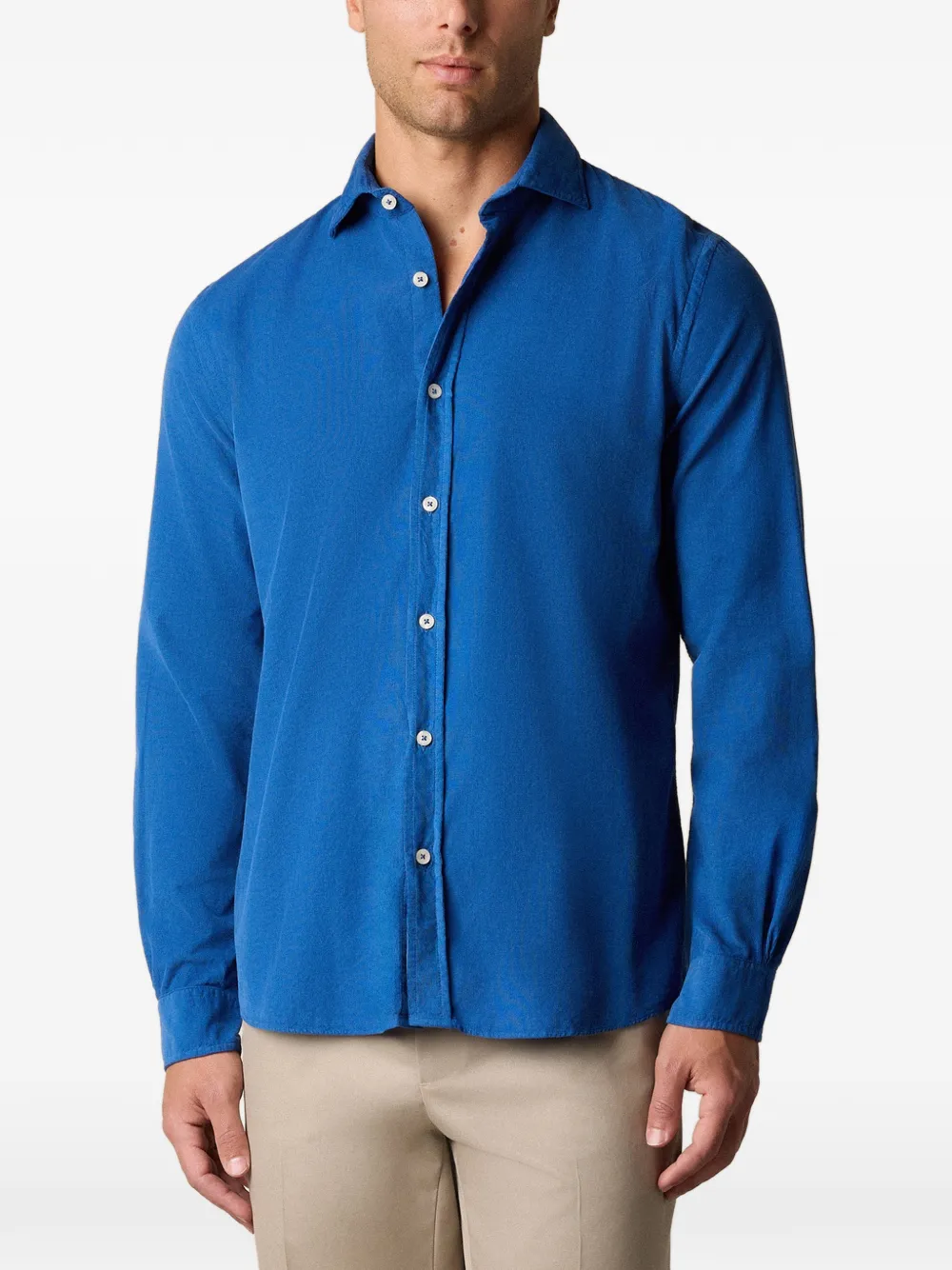 Brooks Brothers Ribfluwelen overhemd met gespreide kraag Blauw