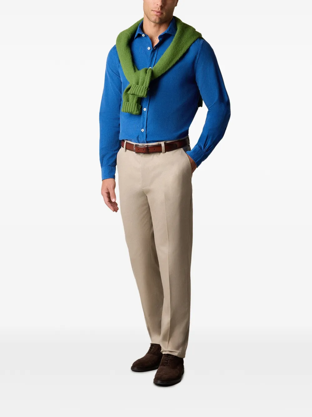 Brooks Brothers Ribfluwelen overhemd met gespreide kraag Blauw