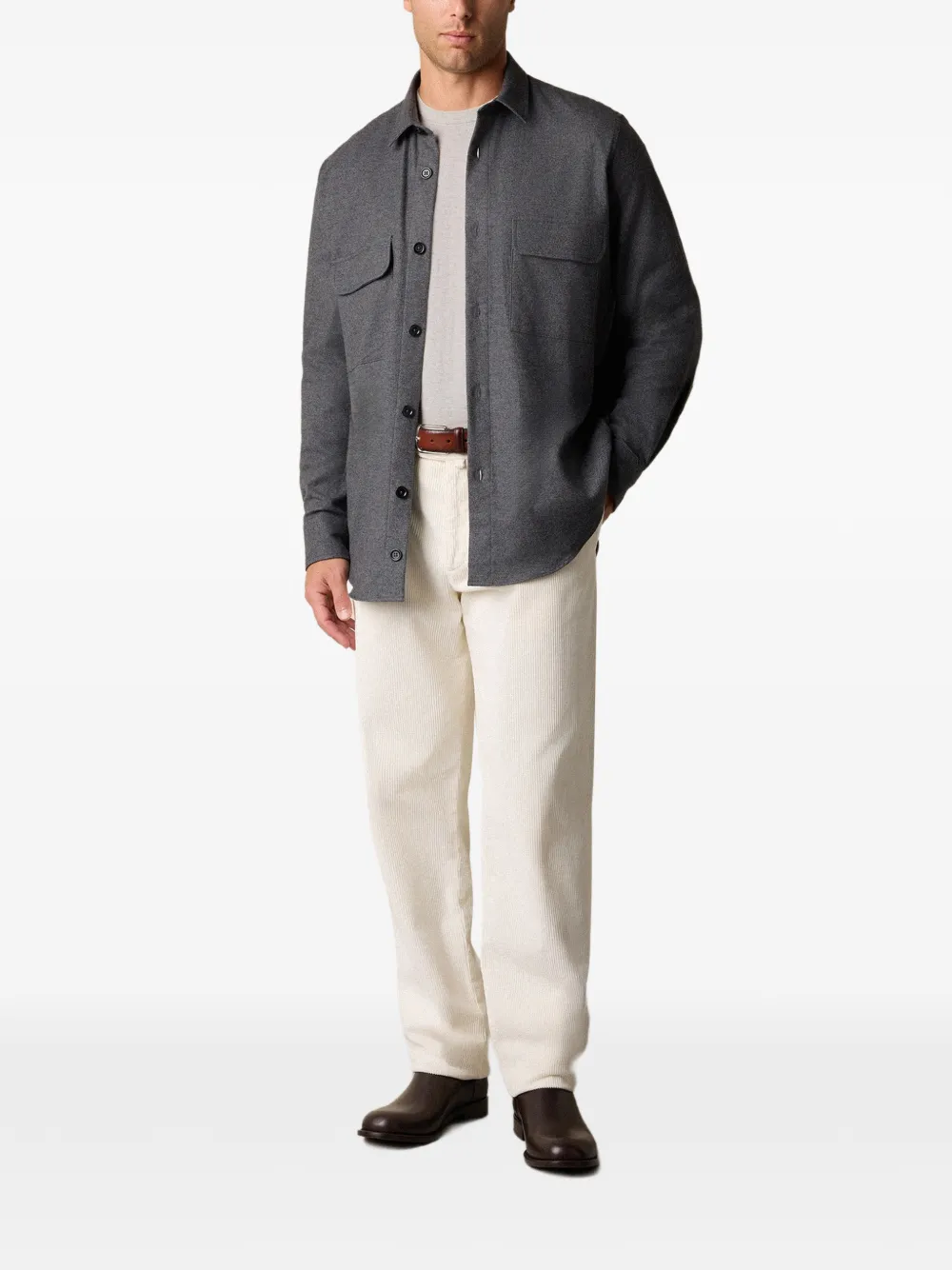Brooks Brothers Katoenen overhemd met klepzak Grijs