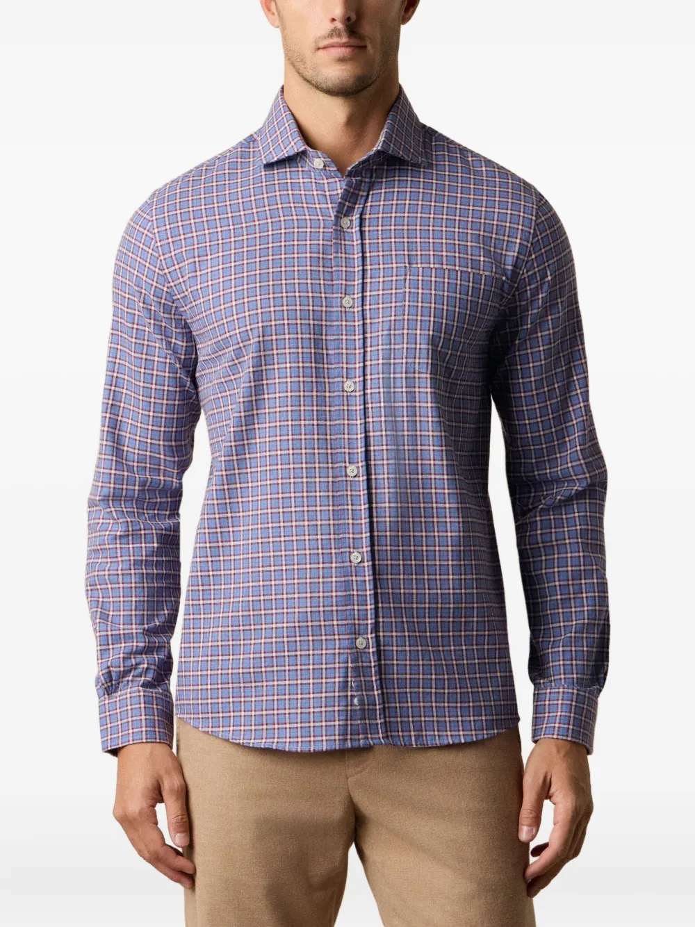 Brooks Brothers Katoenen geruit overhemd met gespreide kraag Blauw
