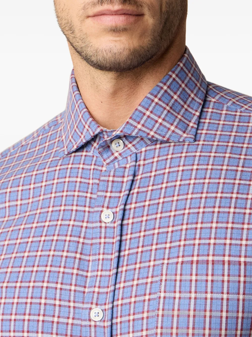 Brooks Brothers Katoenen geruit overhemd met gespreide kraag Blauw