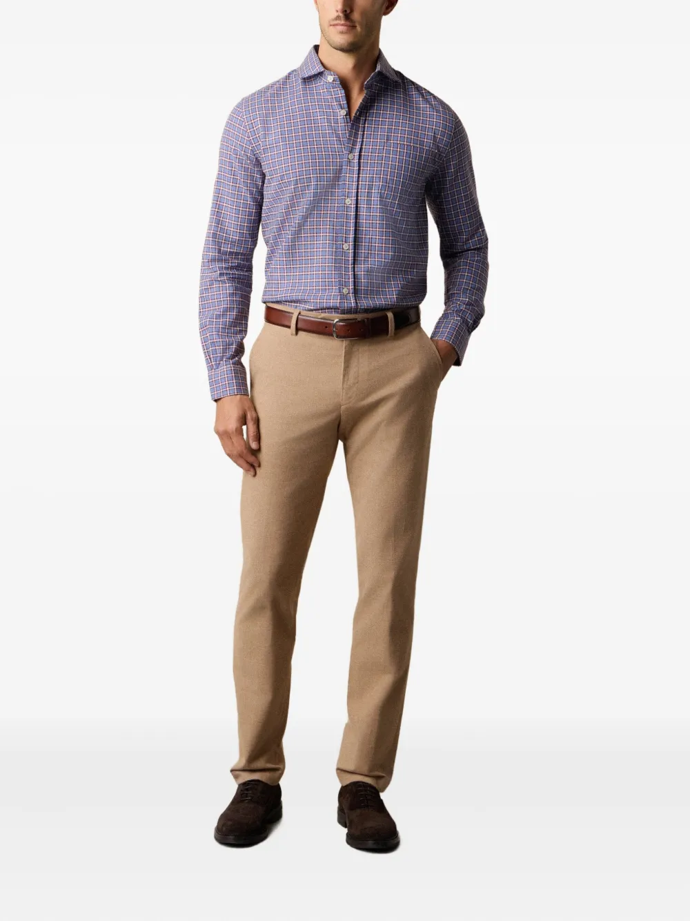 Brooks Brothers Katoenen geruit overhemd met gespreide kraag Blauw