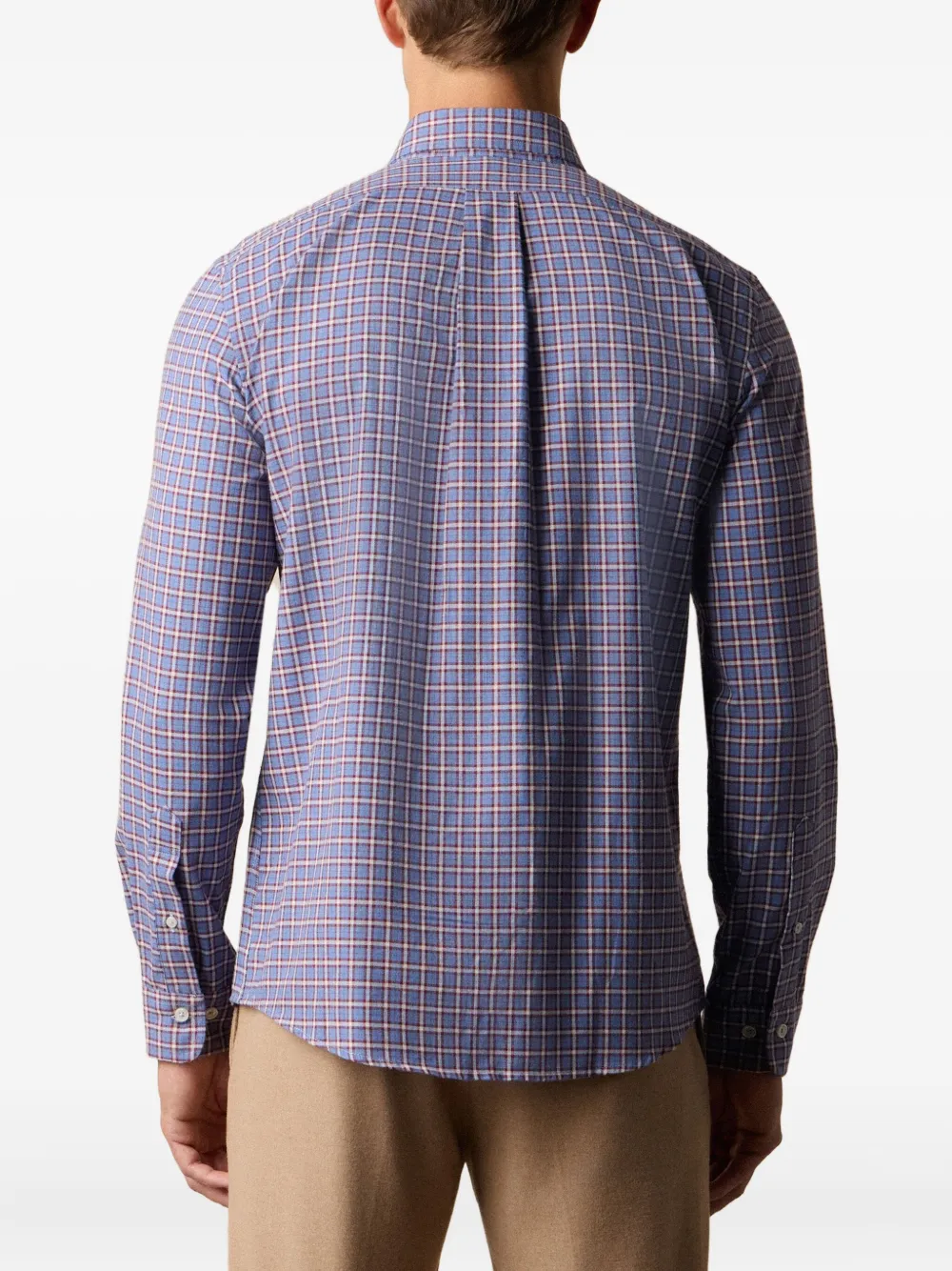 Brooks Brothers Katoenen geruit overhemd met gespreide kraag Blauw