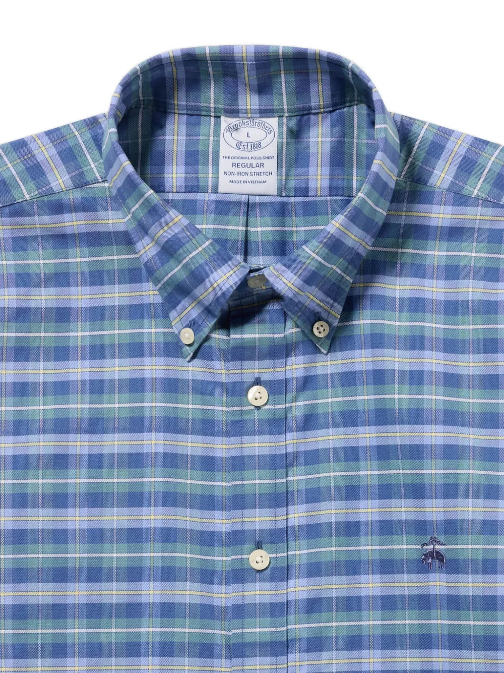 Brooks Brothers Geruit button-down overhemd Blauw