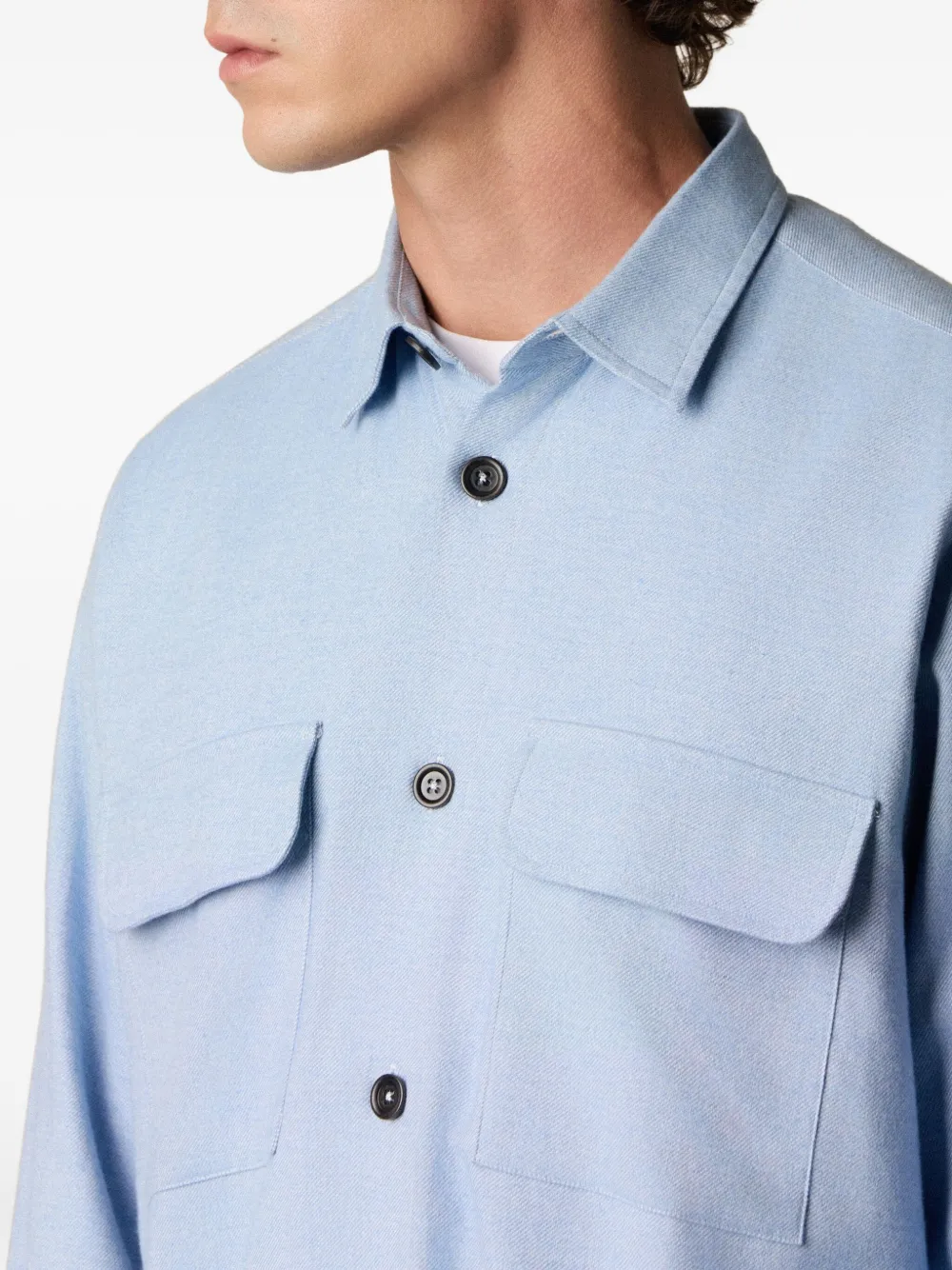 Brooks Brothers Flanellen overhemd met klepzak Blauw