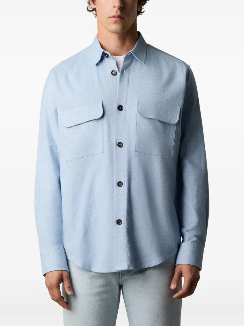 Brooks Brothers Flanellen overhemd met klepzak Blauw