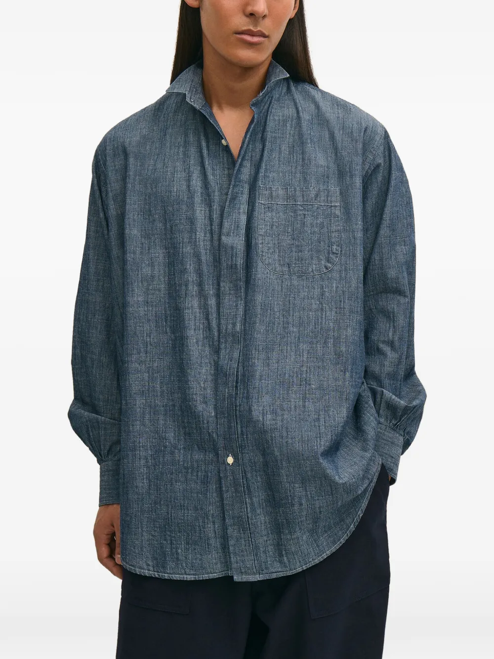 Brooks Brothers x Engineered Garments oversized wing-collar cotton shirt - Blau