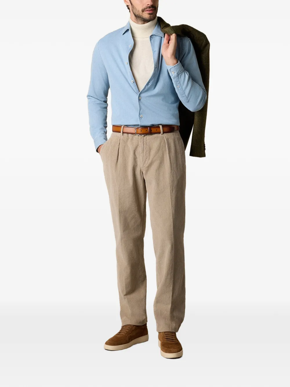 Brooks Brothers Denim overhemd met open kraag Blauw