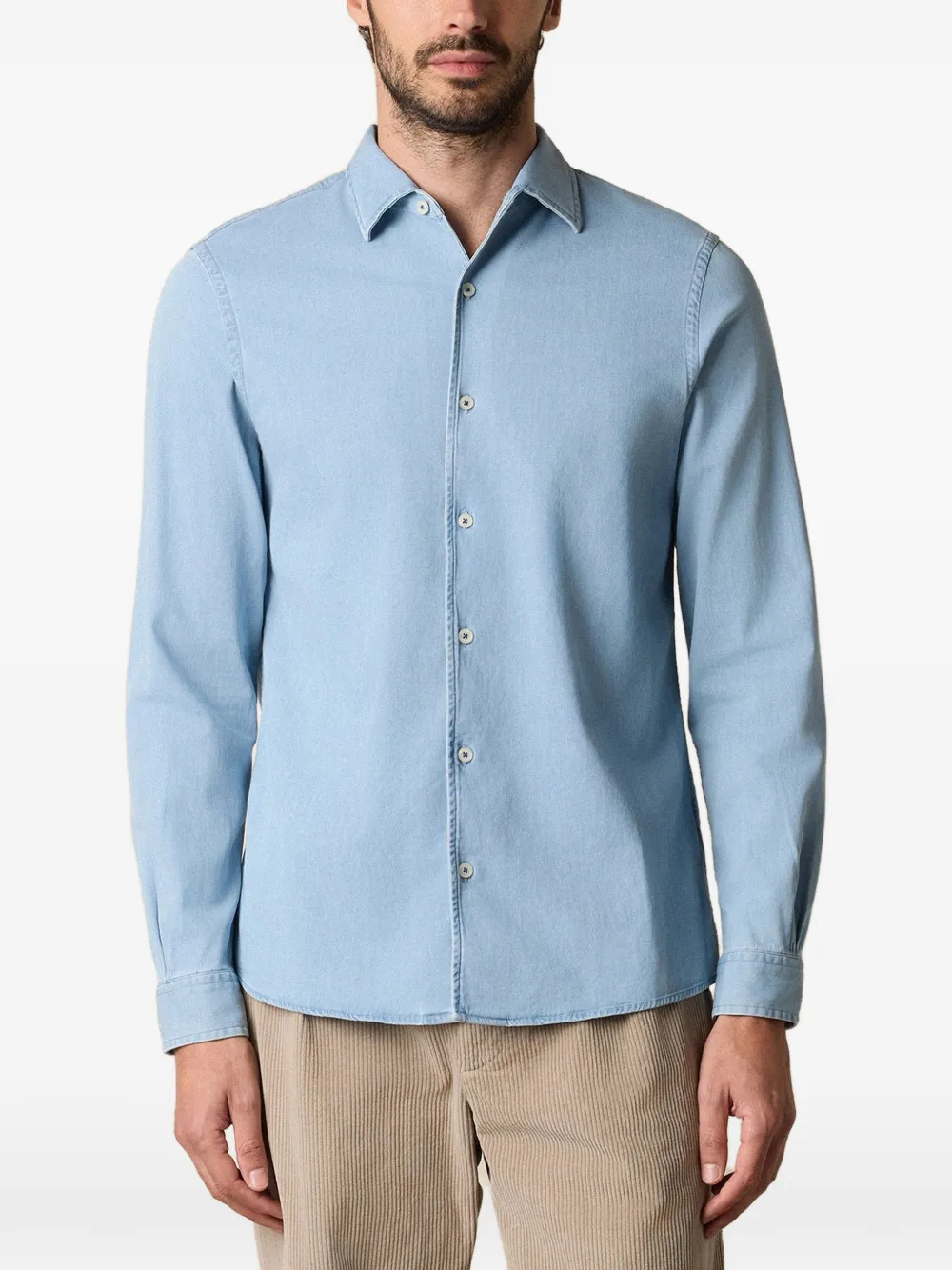 Brooks Brothers Denim overhemd met open kraag Blauw