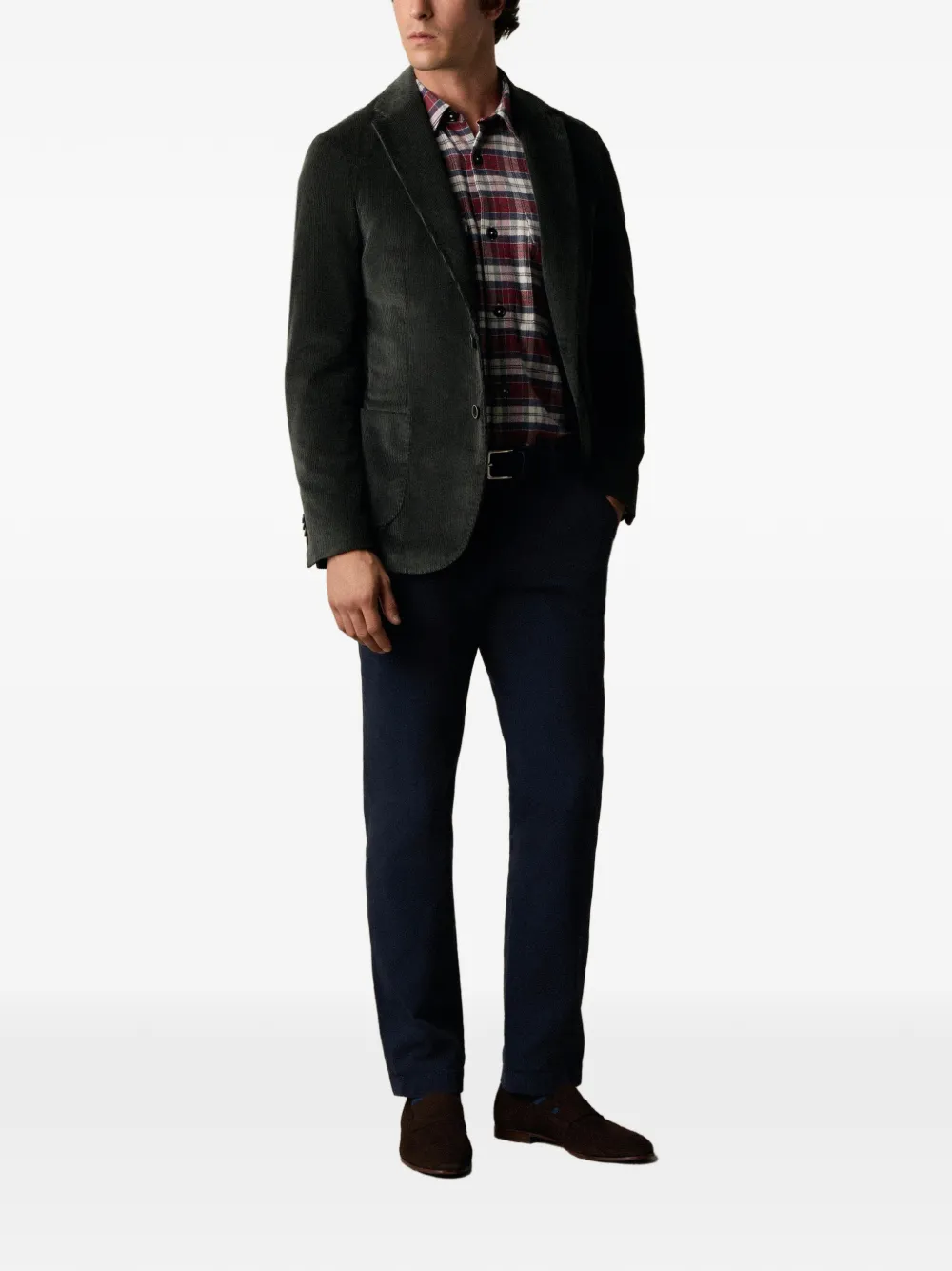 Brooks Brothers Blazer met ribfluwelen textuur Groen