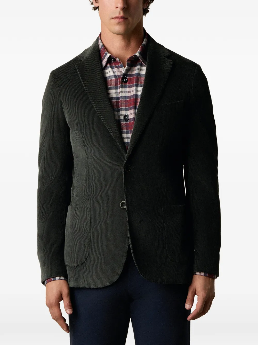 Brooks Brothers Blazer met ribfluwelen textuur Groen