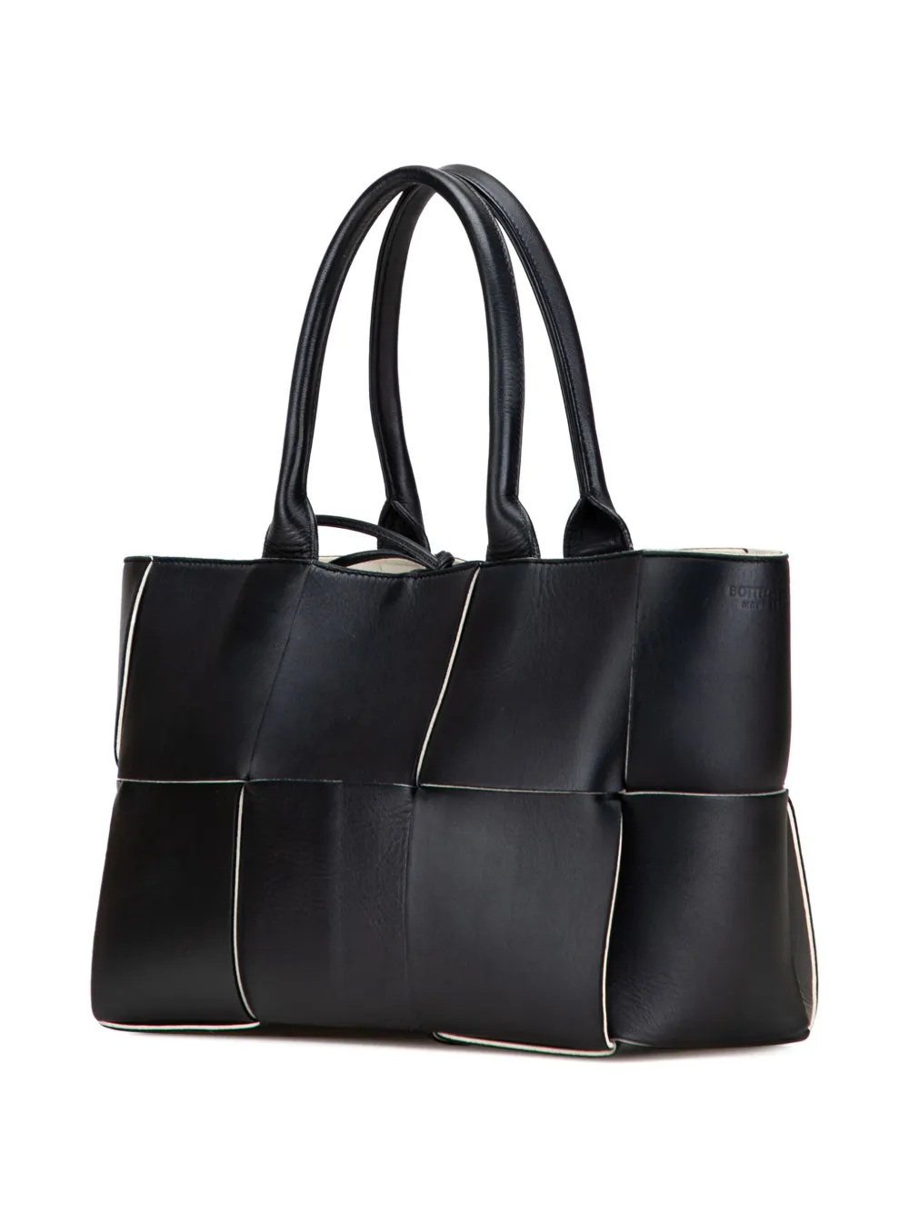 Pre-owned Bottega Veneta 2012-2025 Small Nappa Maxi Intrecciato Arco Tote Bag In Black