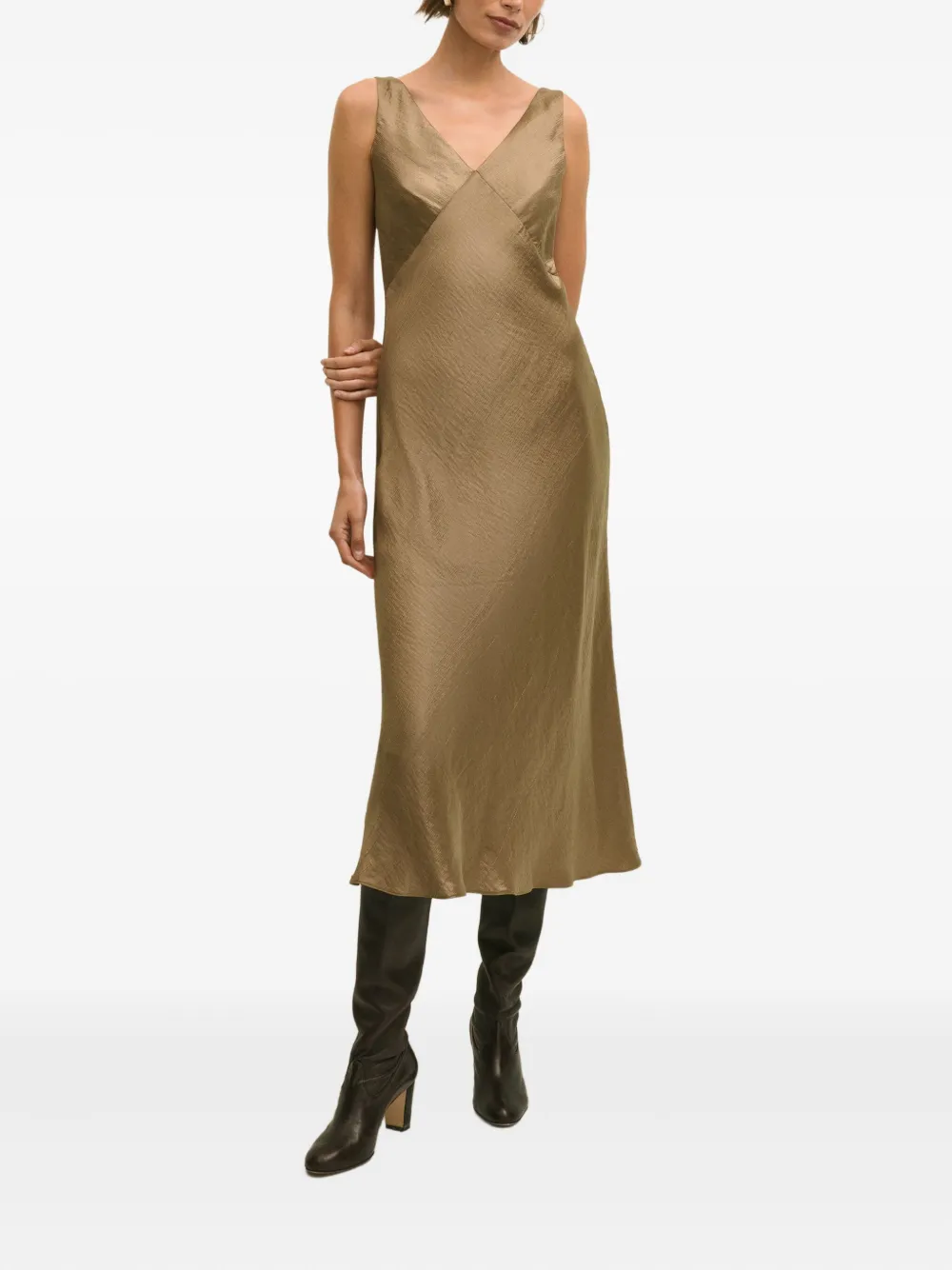 Brooks Brothers Abito midi con scollo a V - Toni neutri