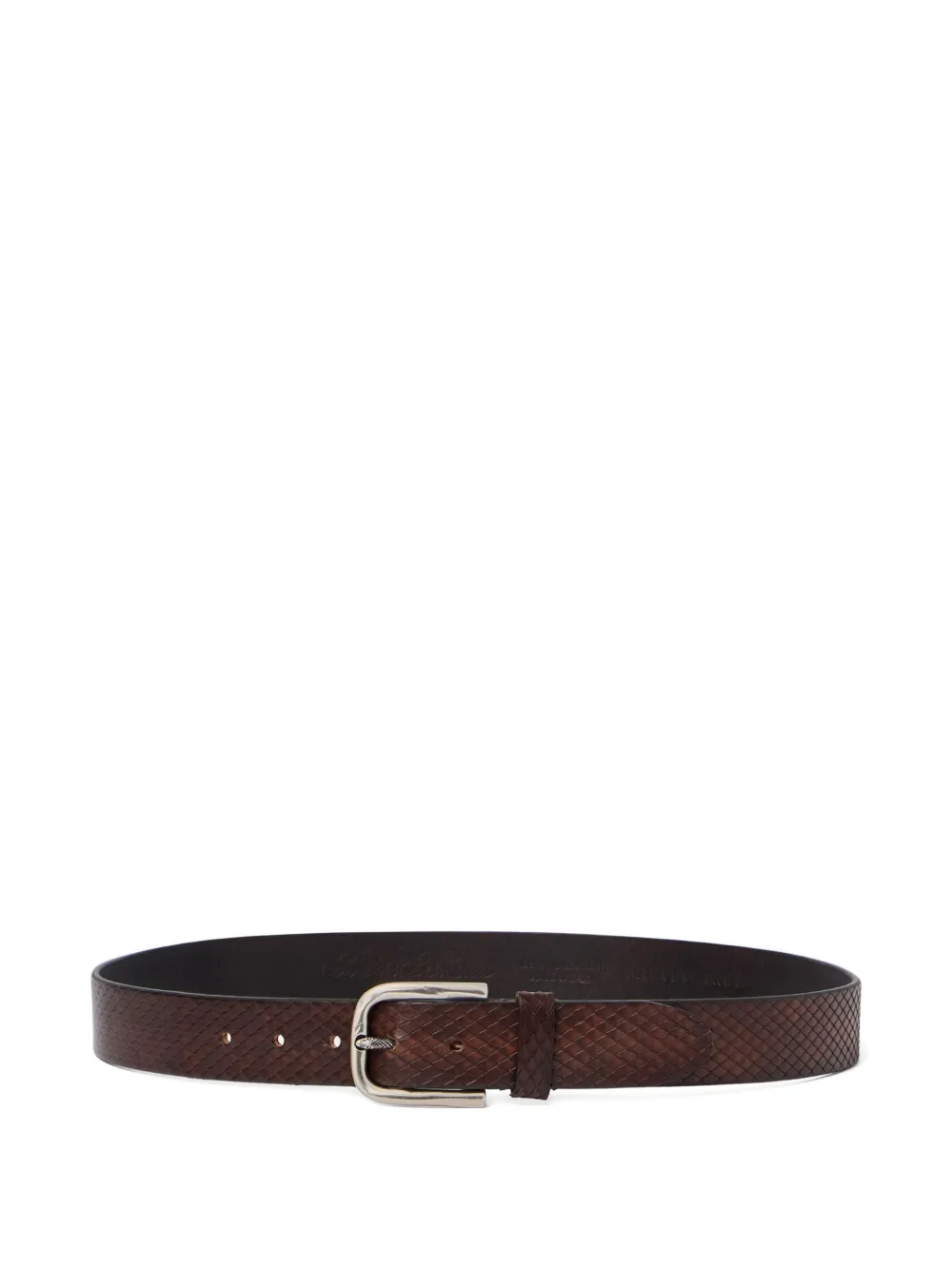 Brooks Brothers Cintura in pelle effetto serpente - Marrone