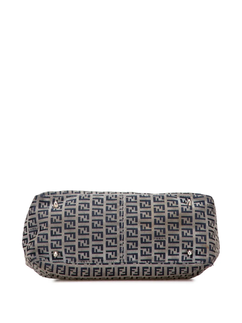 Pre-owned Fendi 2000-2010 Small Zucchino Canvas Twins Tote Bag In Gray
