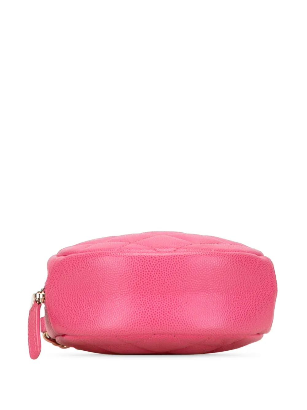 Pre-owned Chanel 2018-2019 Cc Quilted Caviar Round Clutch With Chain Crossbody Bag In Pink