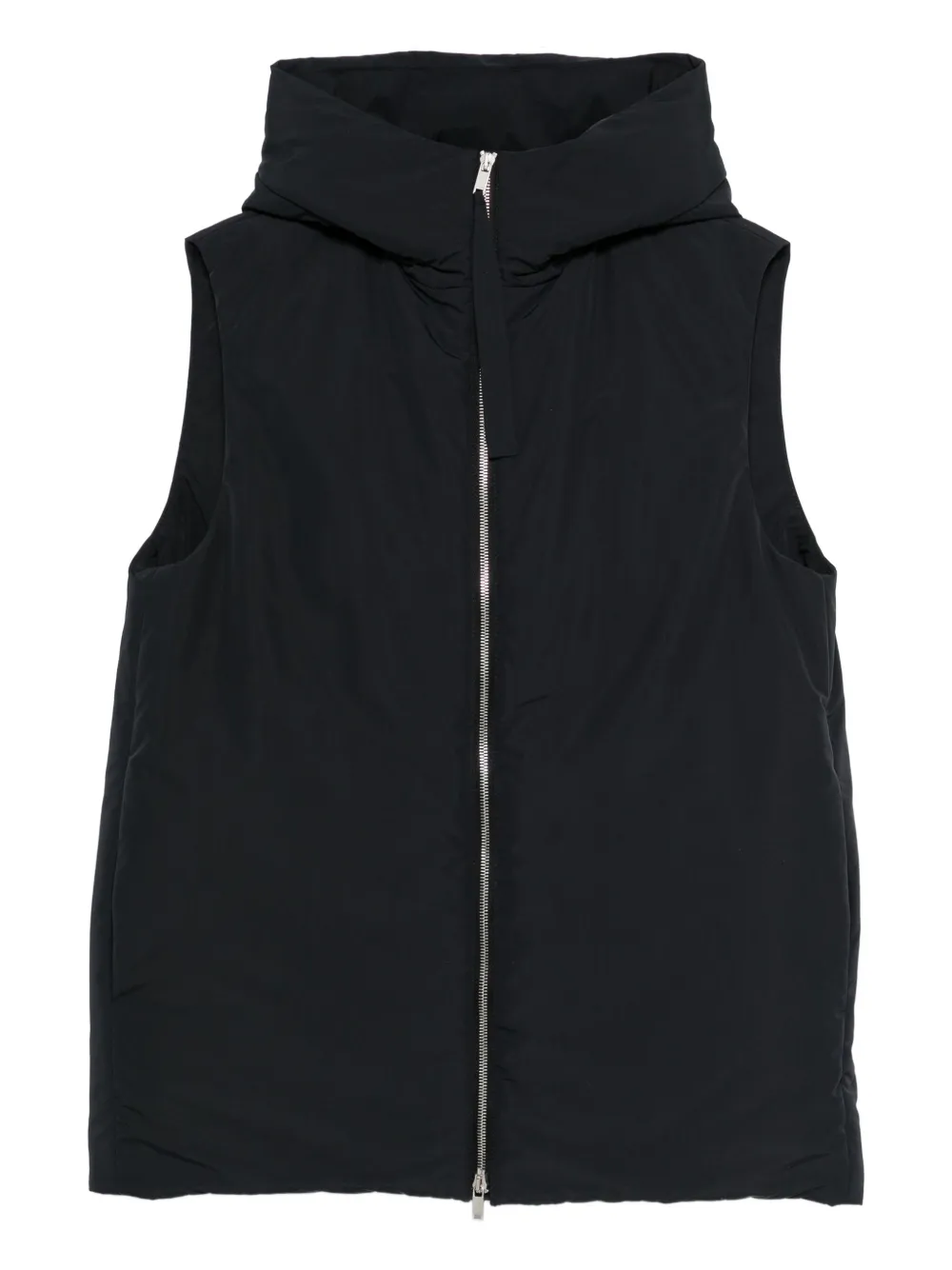 Jil Sander Hooded Zip-front Vest In Black