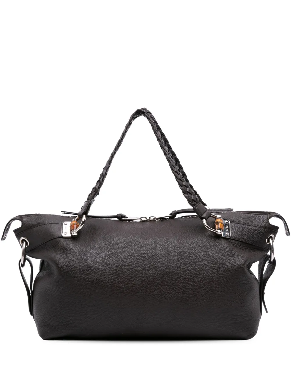 Gucci Pre-Owned 2016-2025 Large Pebbled Calfskin Bamboo Bar Tassel tote bag | Brown | Image 1