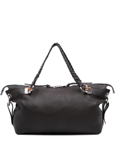 Gucci Pre-Owned 2016-2025 Large Pebbled Calfskin Bamboo Bar Tassel tote bag