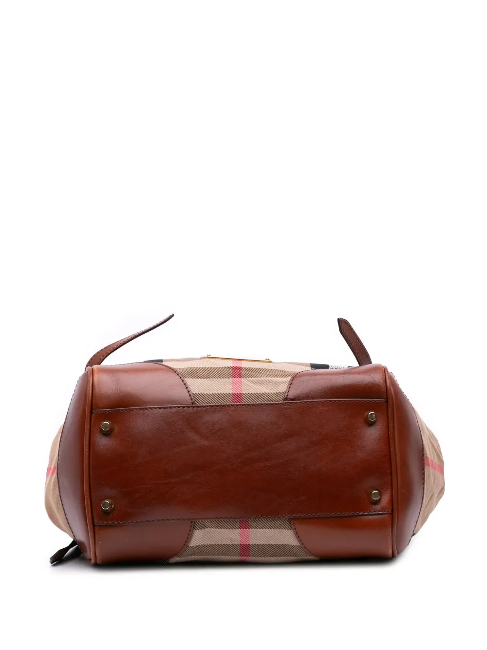 Pre-owned Burberry 2000-2017 Small House Check Canvas Canterbury Tote Bag In Brown