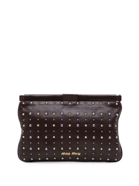 Miu Miu Pre-Owned 2010-2025 Leather Studded Frame clutch bag