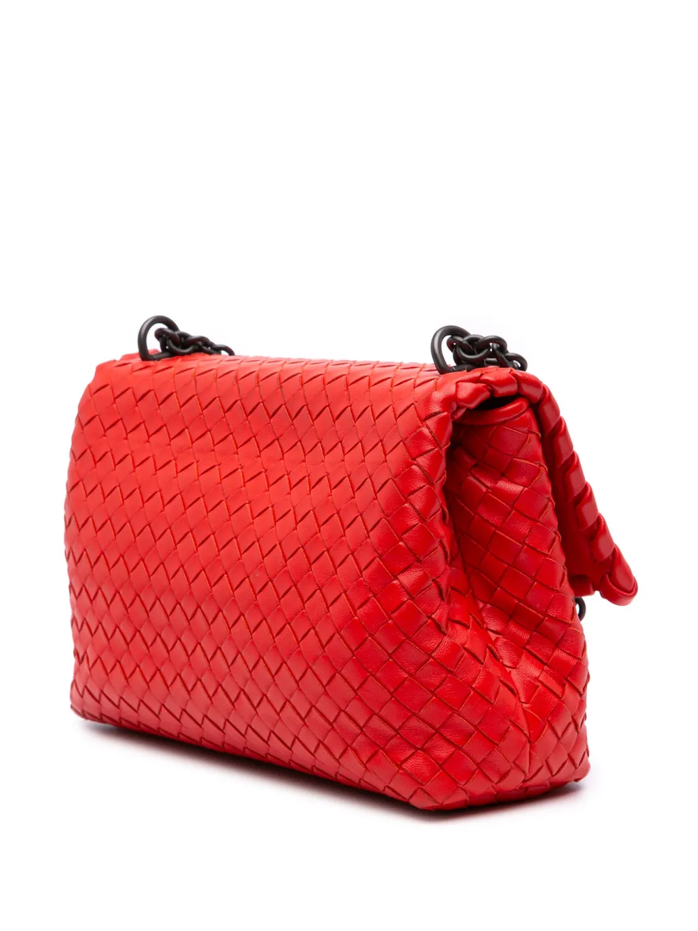 Pre-owned Bottega Veneta 2012-2025 Small Nappa Intrecciato Olimpia Shoulder Bag In Red