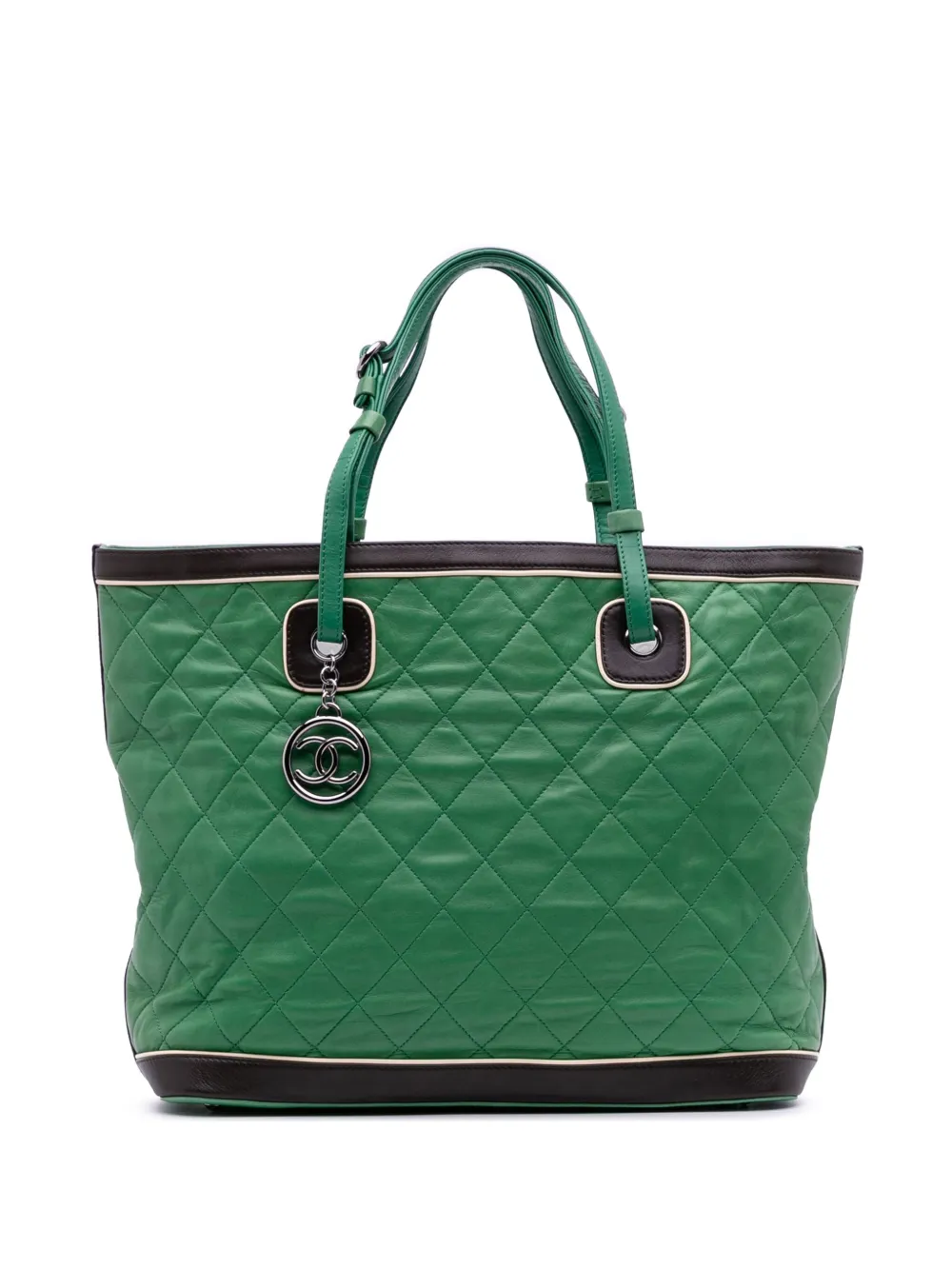 CHANEL Pre-Owned 2006-2008 ラージ マトラッセ ラムスキン カントリークラブ ハンドバッグ - ブラック