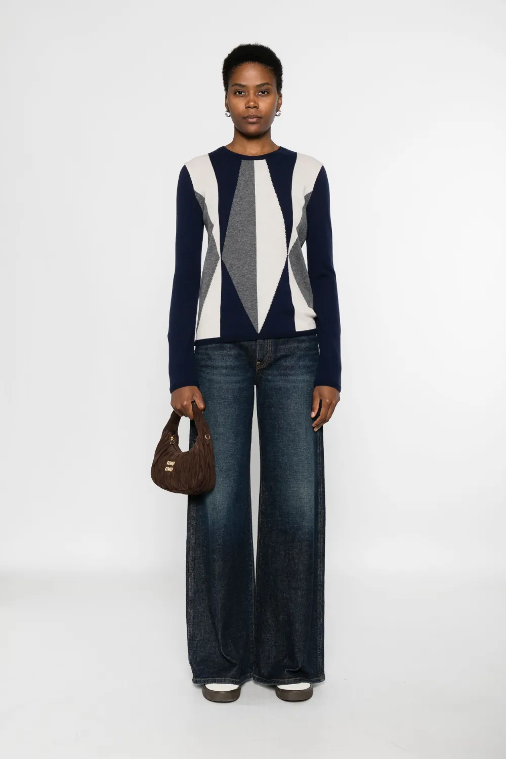 Emporio Armani Geometric-pattern Sweater In Blue