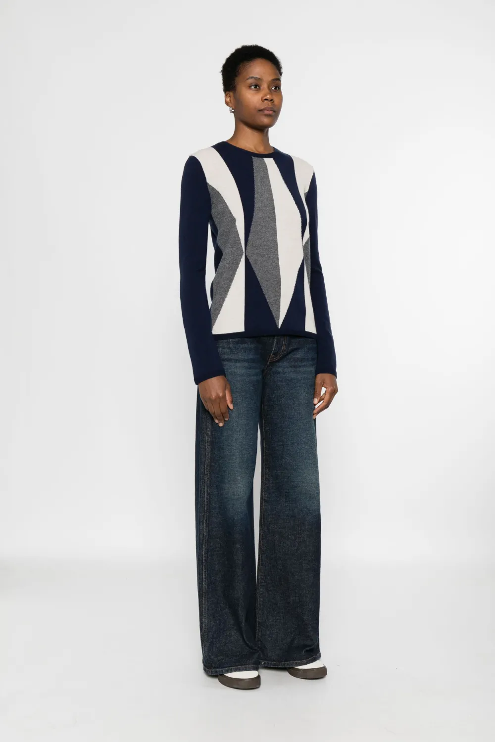 Emporio Armani Geometric-pattern Sweater In Blue