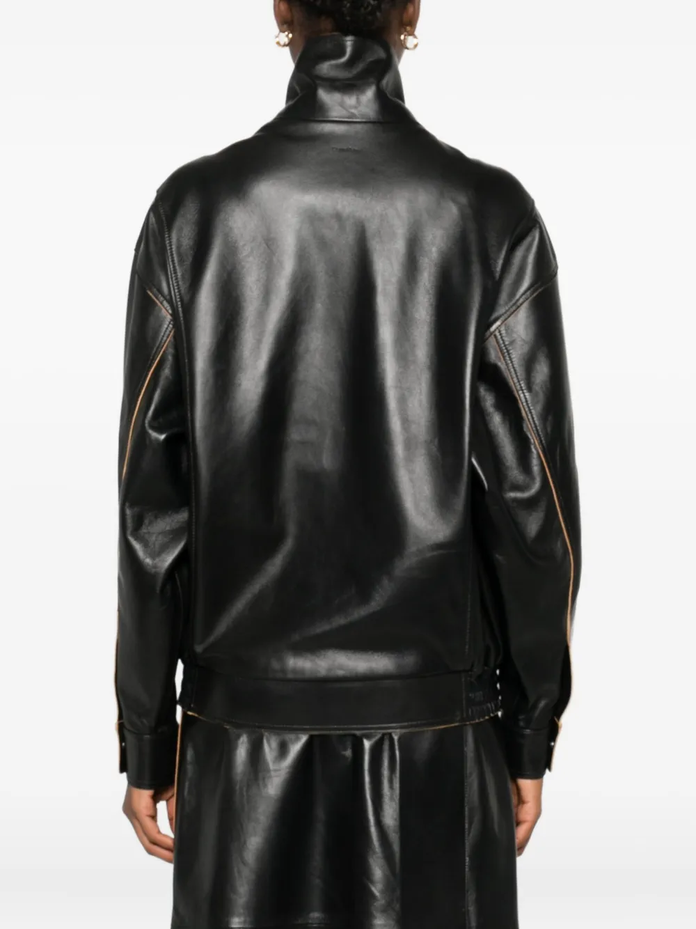 Calvin Klein Leren jack met ritssluiting Zwart