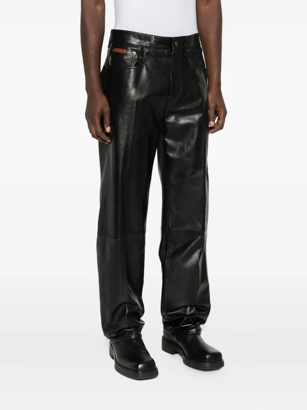 Calvin Klein Leren broek Zwart