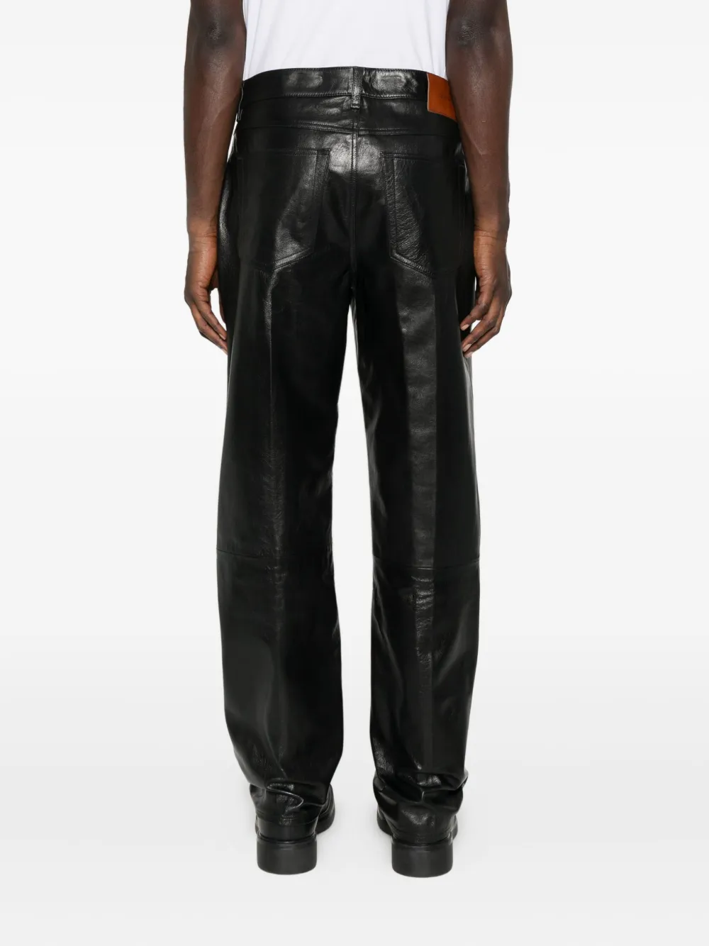 Calvin Klein Leren broek Zwart
