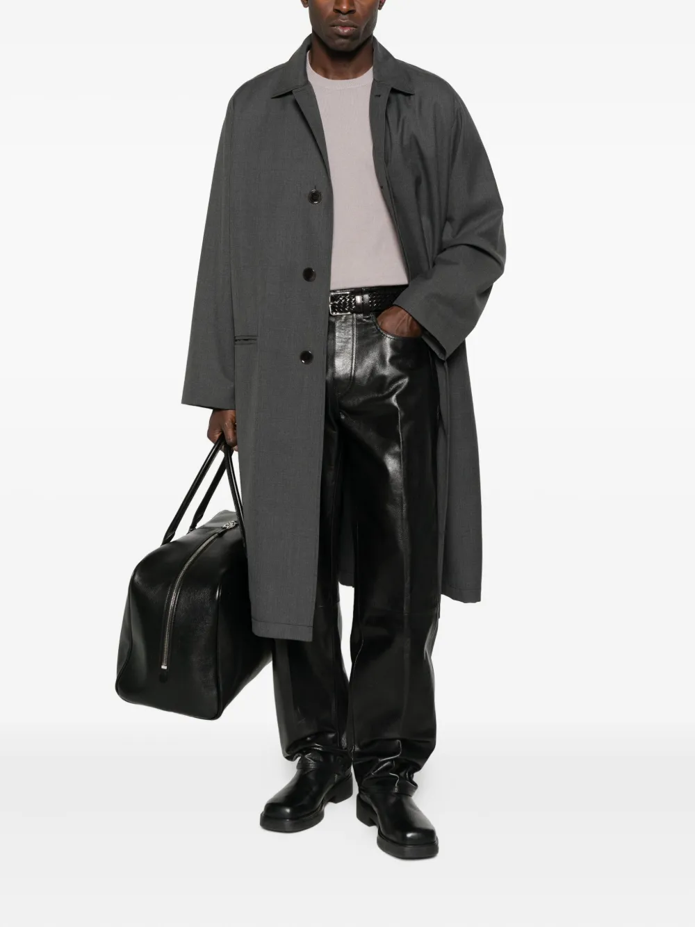 Calvin Klein Leren broek - Zwart
