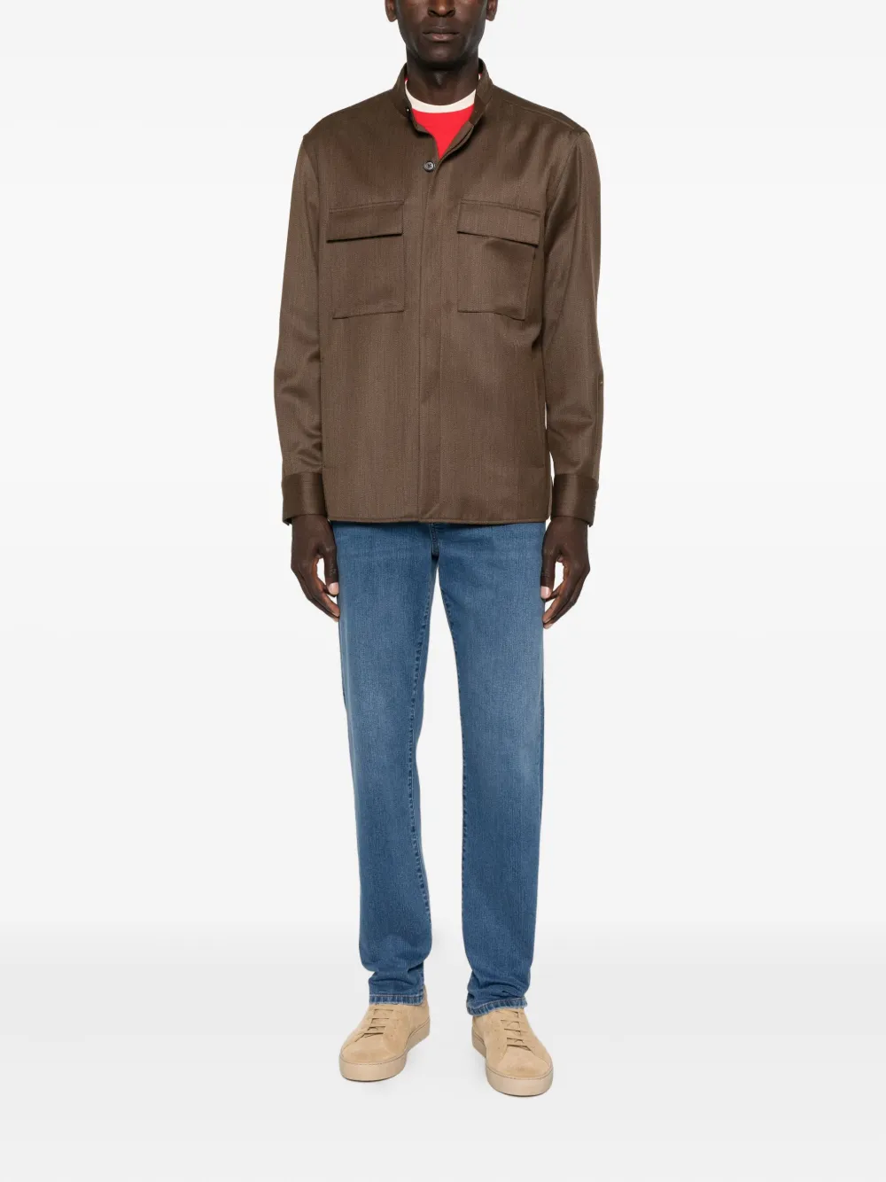 Zegna wool shirt - M06 BROWN