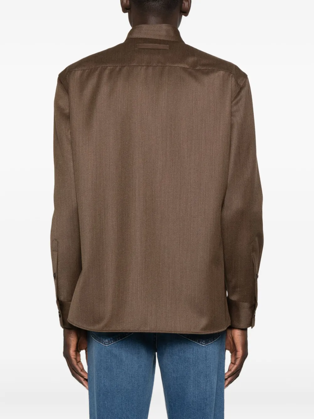 Zegna Wollen overhemd M06 BROWN