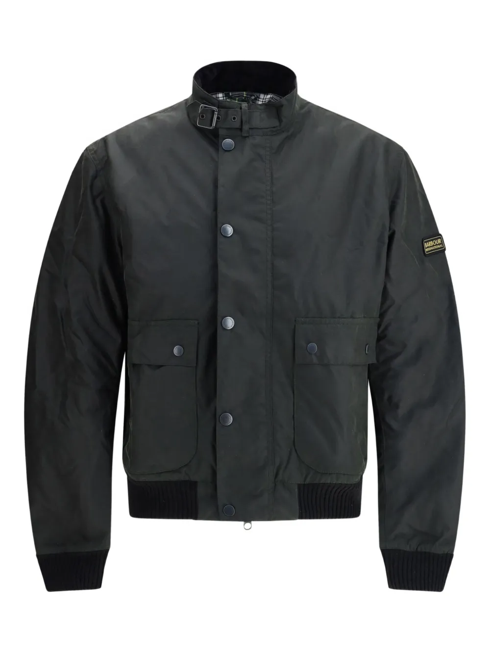 Barbour International Traction Waxed button-fastening flap-pocket jacket - Verde