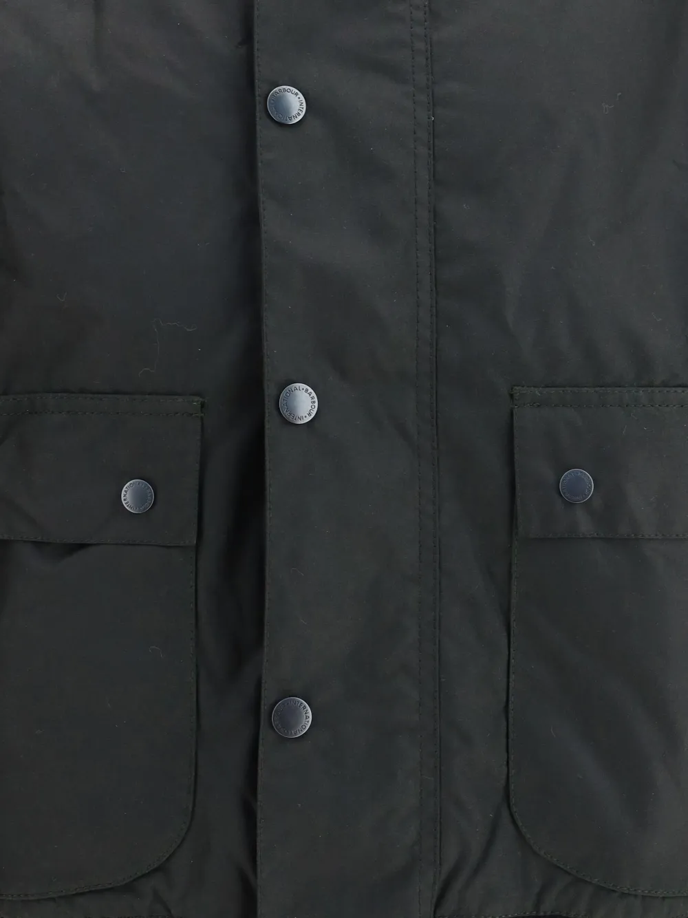 Barbour International Traction Waxed Button-fastening Flap-pocket Jacket In Black