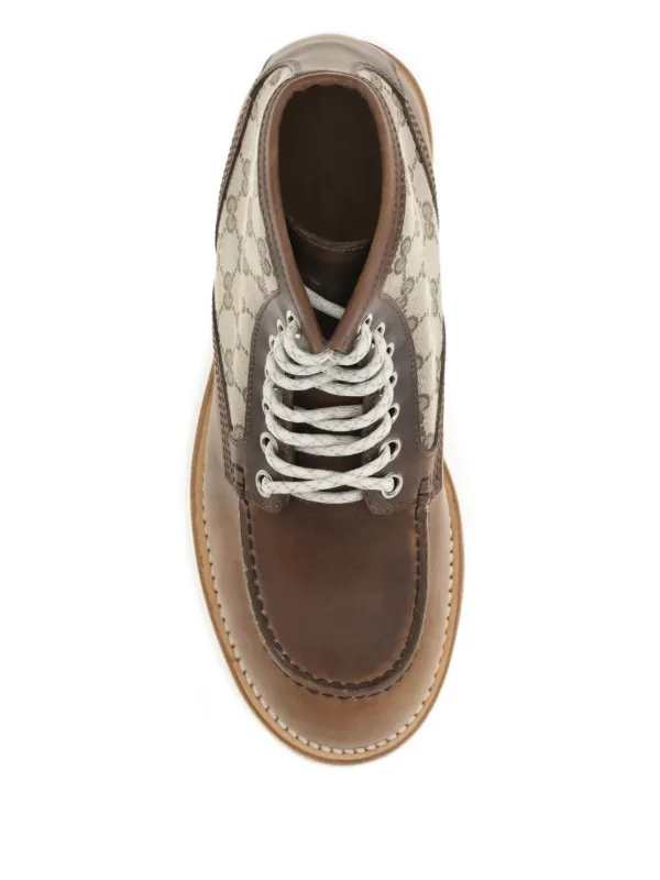 Gucci GG-monogram Leather Boots | Brown | FARFETCH