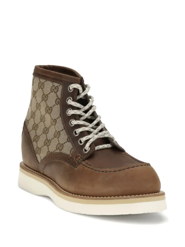 Gucci GG-monogram Leather Boots | Brown | FARFETCH