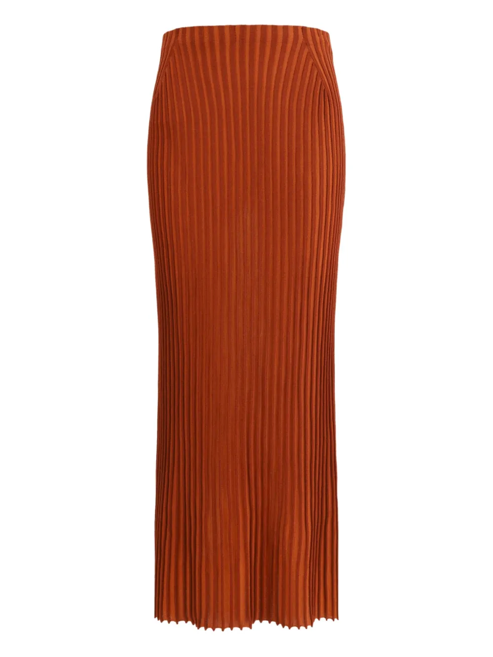 Gabriela Hearst Long Knitted Skirt With Narrow Ribs In Brown
