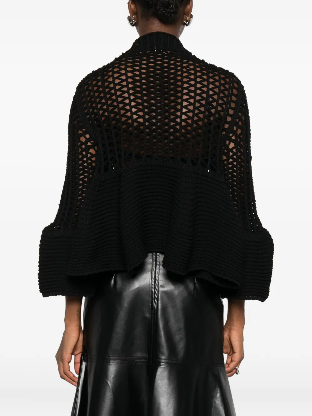 Cfcl Open-knit Zip-front Cardigan In Black