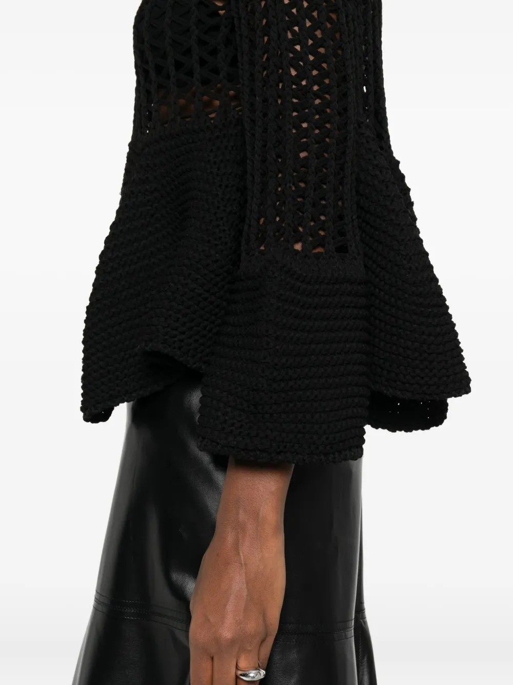 Cfcl Open-knit Zip-front Cardigan In Black