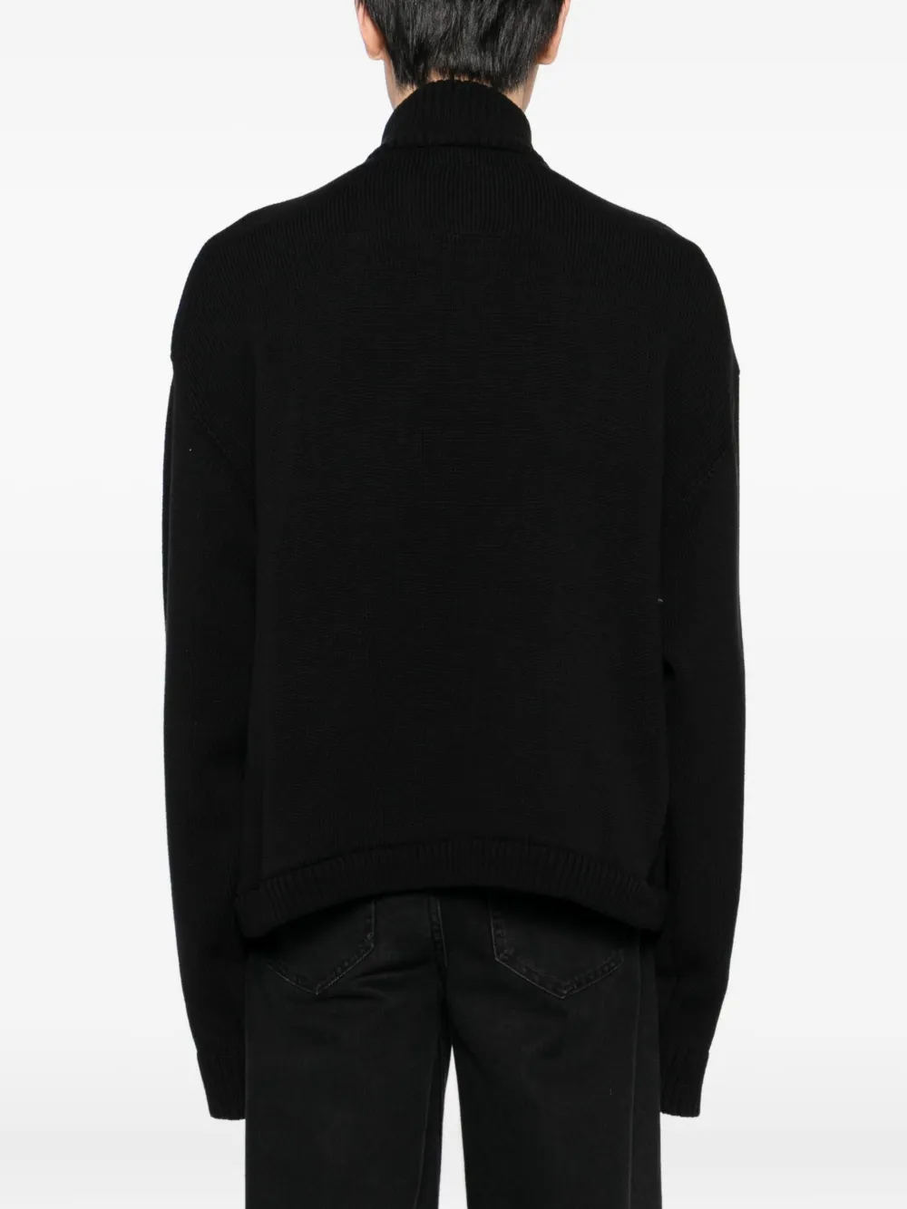 Miharayasuhiro Stripe-detail High-neck Cardigan In Black