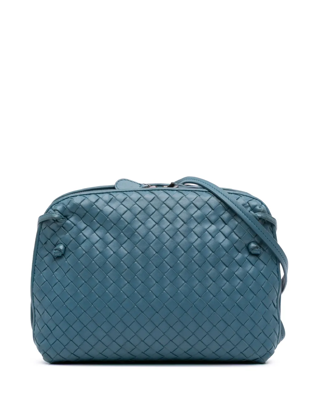 Bottega Veneta Pre-Owned 2012-2025 Nappa Intrecciato Nodini Double Zip crossbody bag | Blue | Image 1