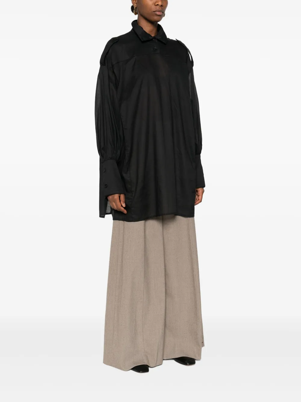 THELATEST Blouse met verlaagde schouders Zwart