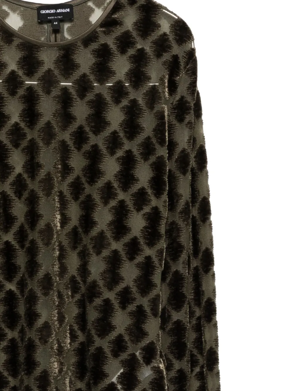 Giorgio Armani Geometric-pattern Velvet T-shirt In Green
