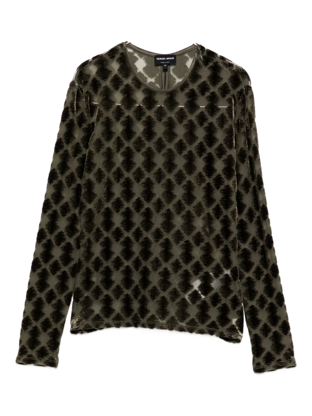 Giorgio Armani Geometric-pattern Velvet T-shirt In Green