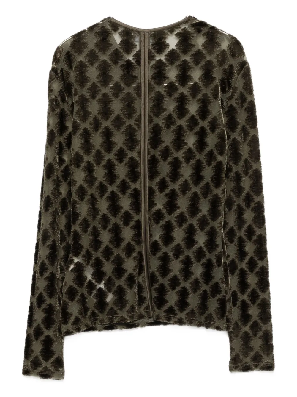 Giorgio Armani Geometric-pattern Velvet T-shirt In Green