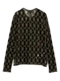 Giorgio Armani geometric-pattern velvet t-shirt - Green
